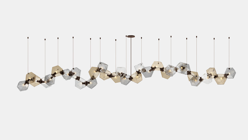 Welles Glass Long Chandelier 30