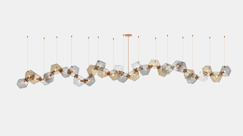 Welles Glass Long Chandelier 30