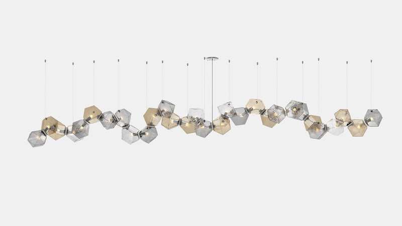 Welles Glass Long Chandelier 30
