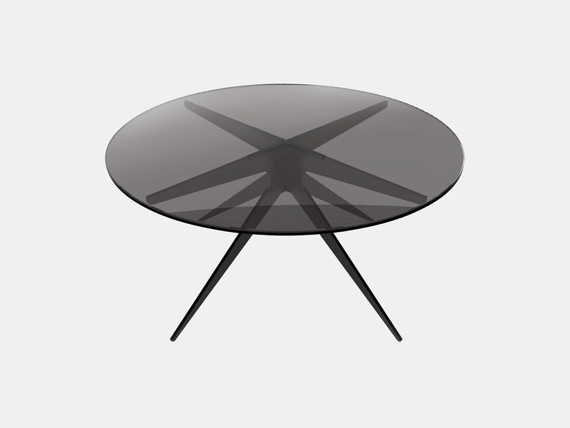 Bring mid-century style home with the Dean coffee table from Gabriel Scott. Industrial in design with elegant lines, it features a sleek, rounded glass tabletop with the brand’s signature black and brass finishes.