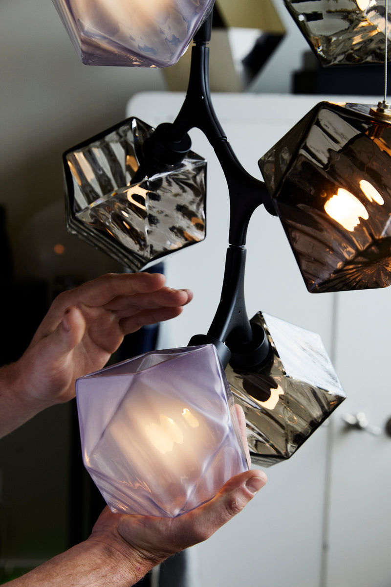 Welles Central Chandelier by David Rockwell, Smoked Bronze Glass