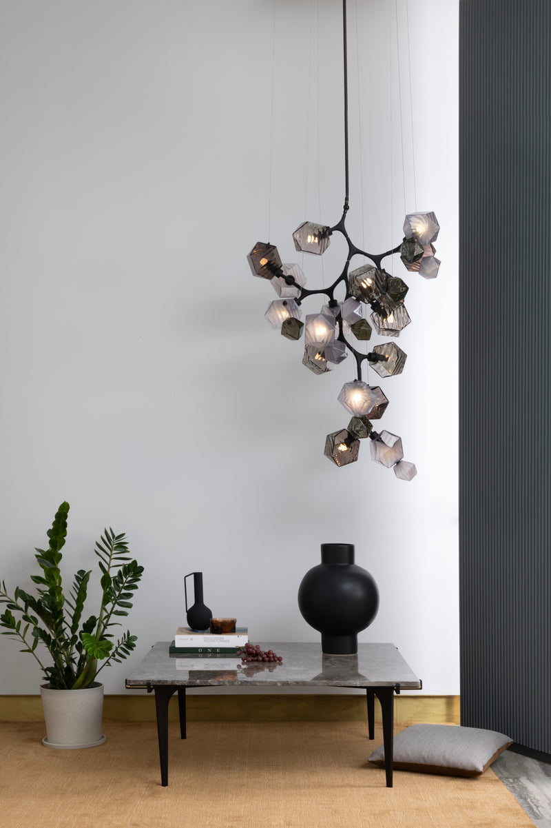 Welles Central Chandelier by David Rockwell, Smoked Bronze Glass