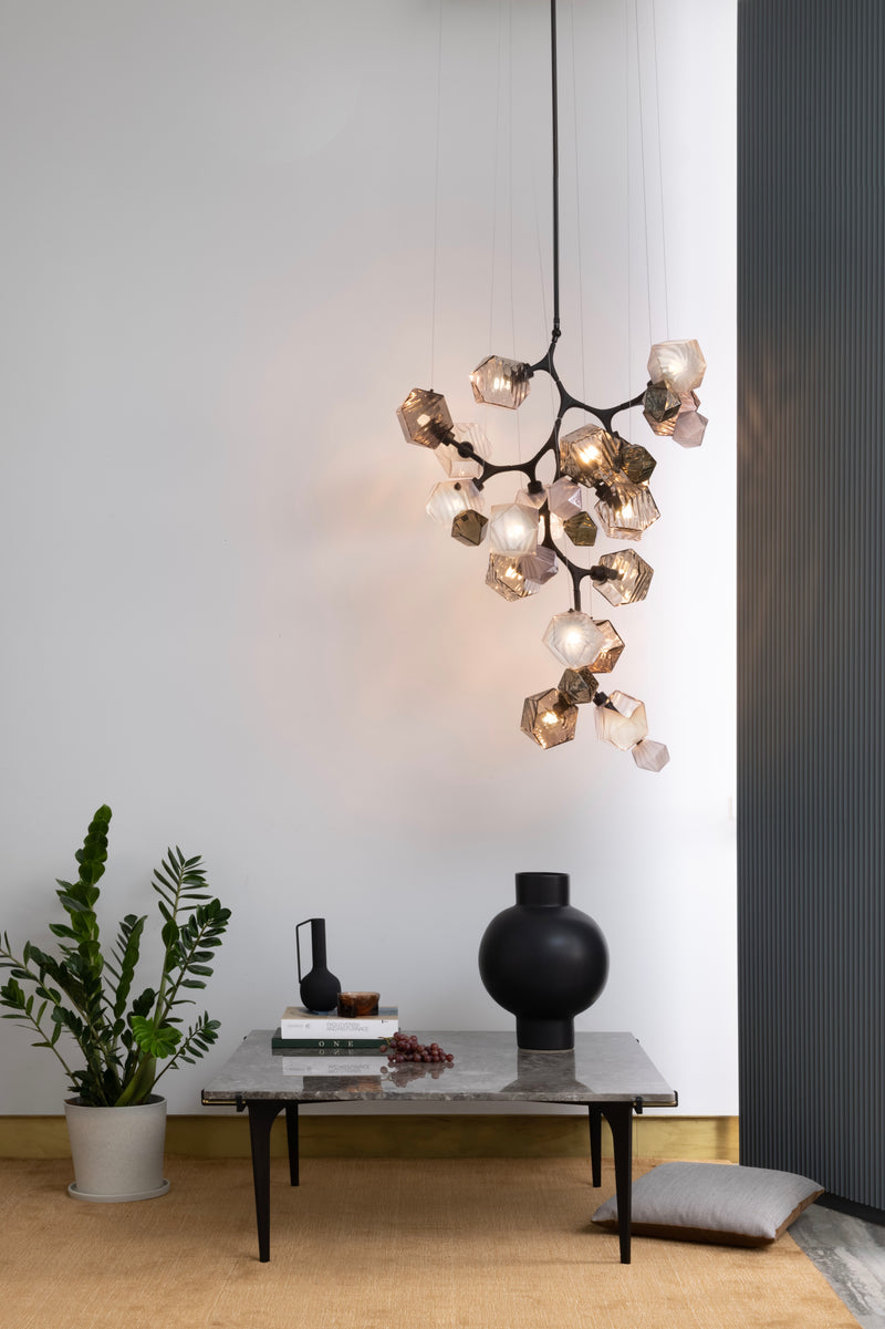 Welles Central Chandelier by David Rockwell, Smoked Bronze Glass