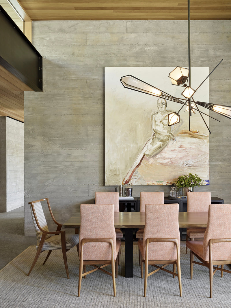 The Harlow Chandelier is directly inspired by the world of jewelry with its metallic frame encasing a translucent glass adding a touch of glamor to any residential or hospitality space.
