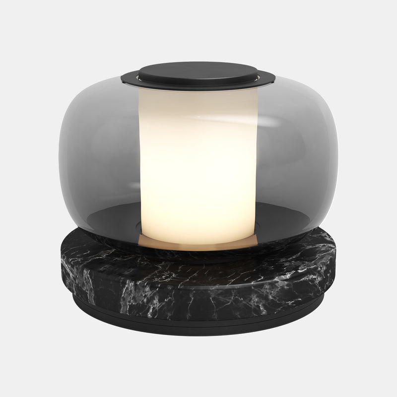 A high end desk lamp created with a sophisticated mix of glass and stone, the Luna A desk lamp stands out by the softness of its shapes and lines and is controlled by an elegant inline dimmer. The Luna A desk lamp by contemporary designer, Gabriel Scott, is the perfect desk lamp for a high end private office.