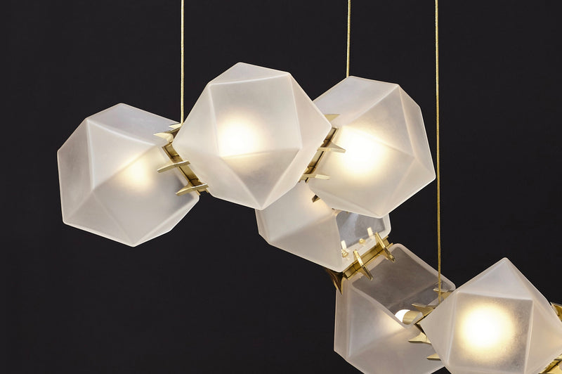 Welles Glass Long Chandelier 30