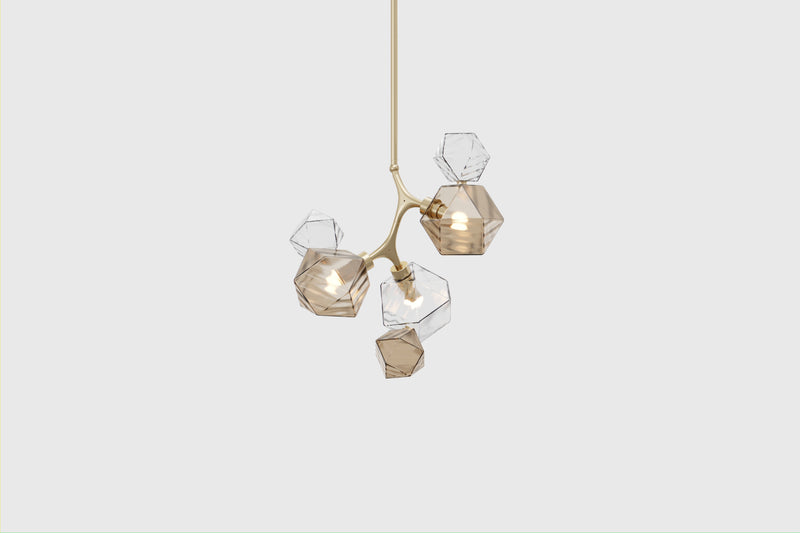 Welles Pendant by David Rockwell, Smoked Bronze & Clear Glass