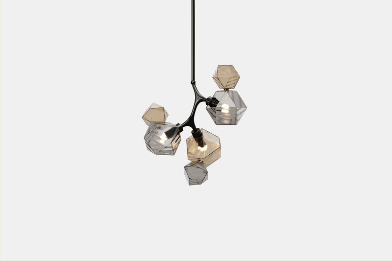 Welles Pendant by David Rockwell, Smoked Bronze & Gray Glass