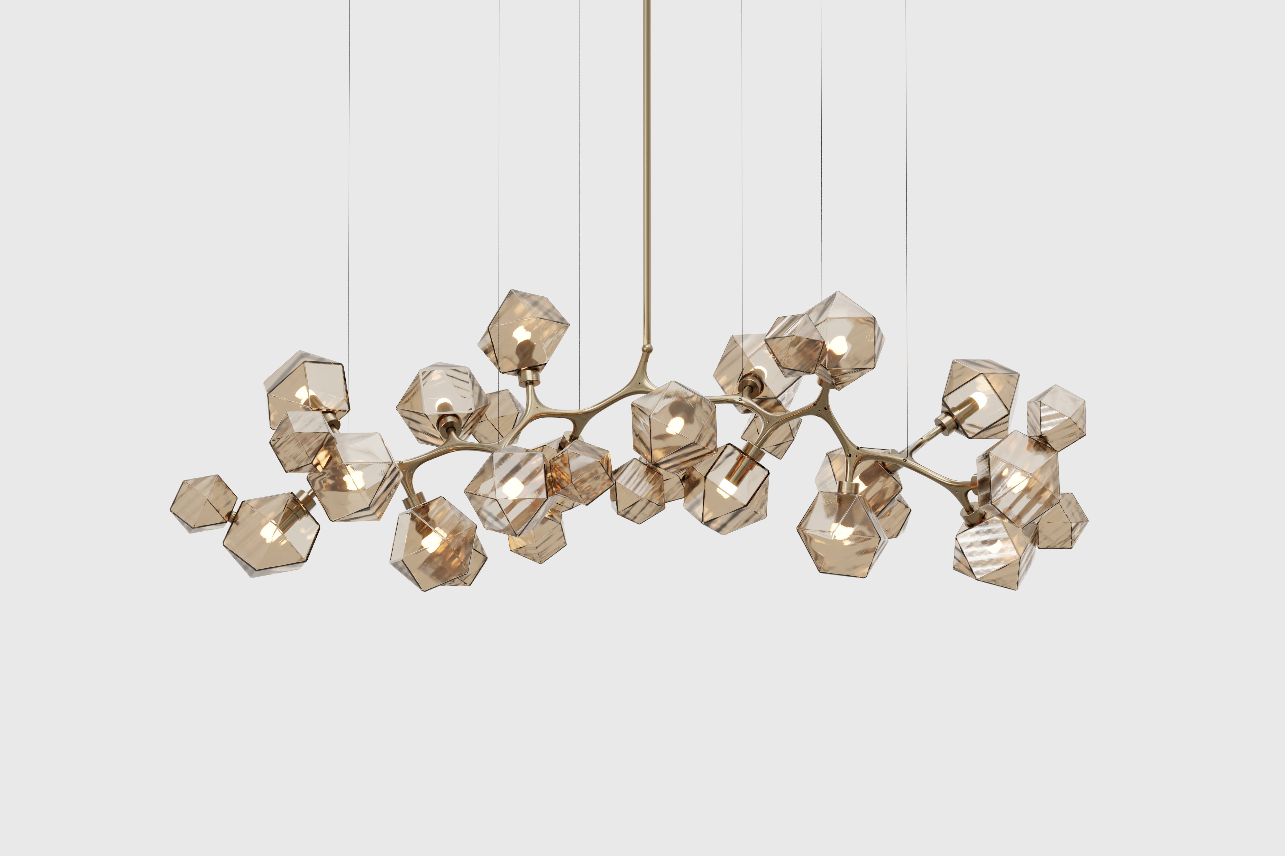 David Rockwell | Welles Long Chandelier 17 | Smoked Bronze Glass
