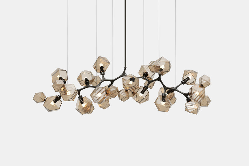 Welles Long Chandelier 17, Smoked Bronze Glass