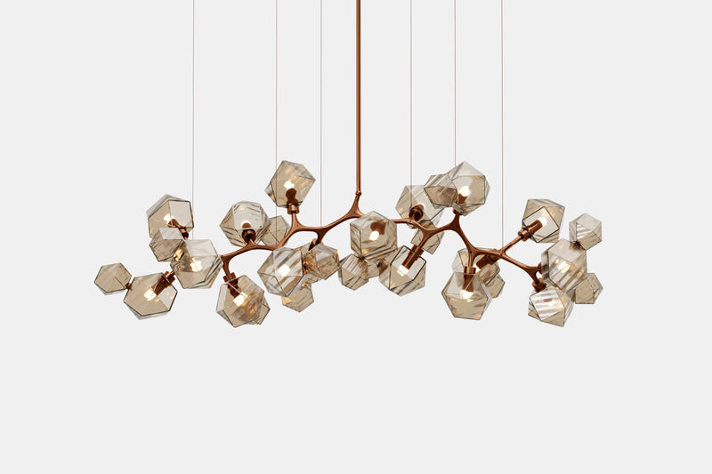 Welles Long Chandelier 17, Smoked Bronze Glass