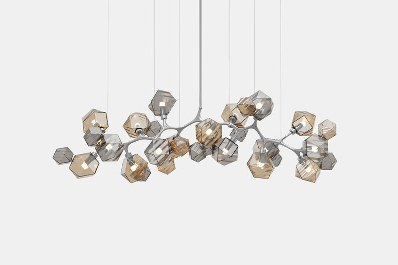 Welles Long Chandelier 17, Smoked Bronze & Smoked Gray Glass