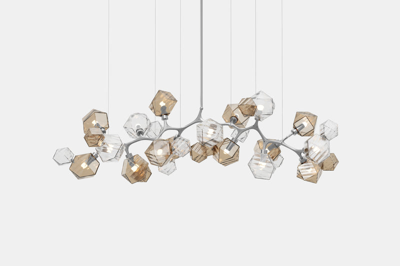 Welles Long Chandelier 17, Smoked Bronze & Smoked Gray Glass