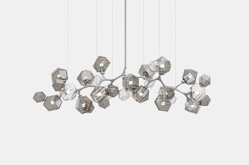 Welles Long Chandelier 17, Smoked Bronze & Smoked Gray Glass