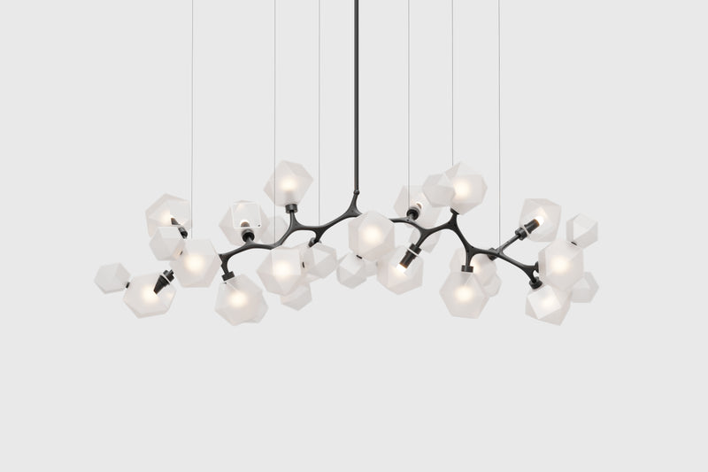 Welles Long Chandelier 17, Smoked Bronze & Smoked Gray Glass