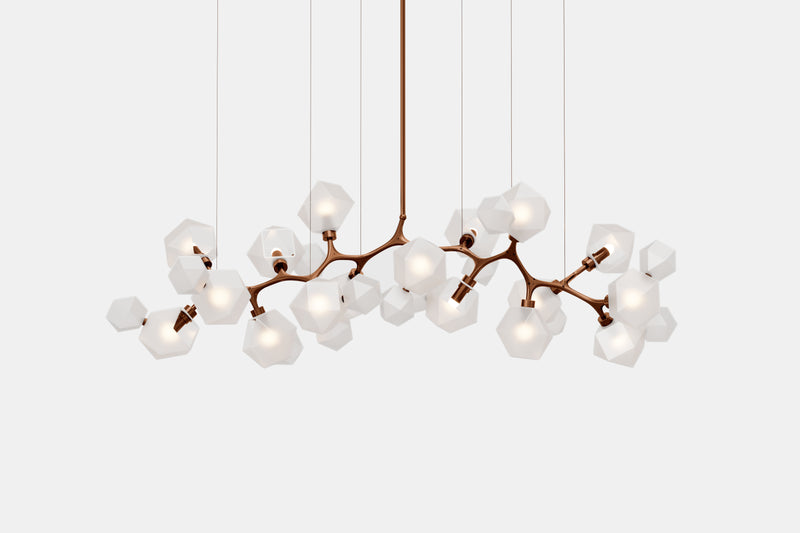 Welles Long Chandelier 17, Smoked Bronze & Smoked Gray Glass