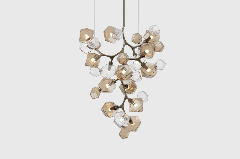 Welles Central Chandelier by David Rockwell, Smoked Bronze & Clear Glass