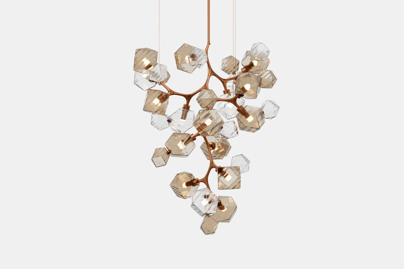 Welles Central Chandelier by David Rockwell, Smoked Bronze & Clear Glass