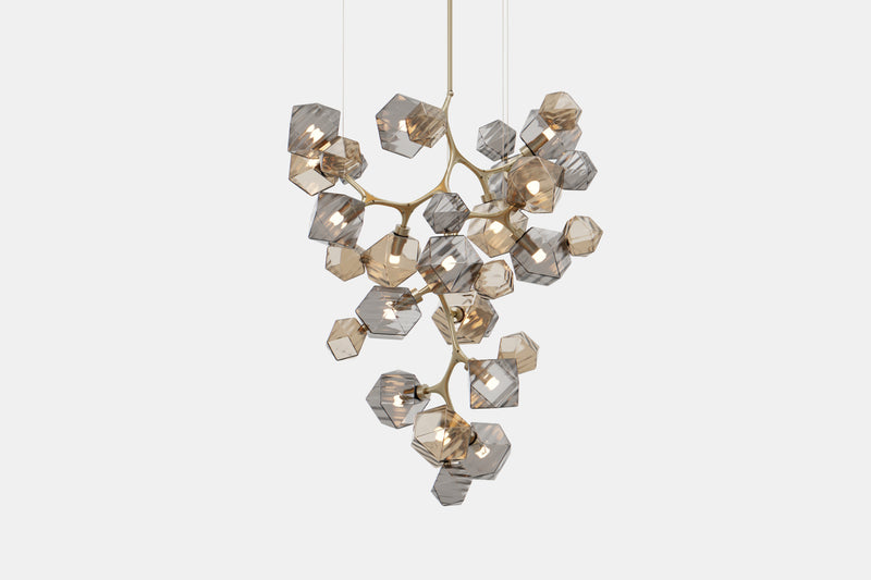 Welles Central Chandelier by David Rockwell, Smoked Bronze & Gray Glass