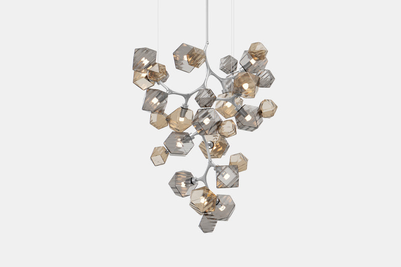 Welles Central Chandelier by David Rockwell, Smoked Bronze & Gray Glass