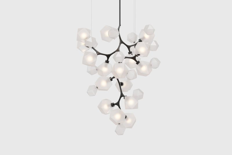 Welles Central Chandelier by David Rockwell, Alabaster White Glass