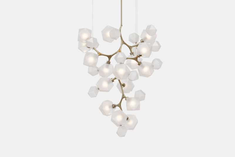 Welles Central Chandelier by David Rockwell, Smoked Bronze & Gray Glass