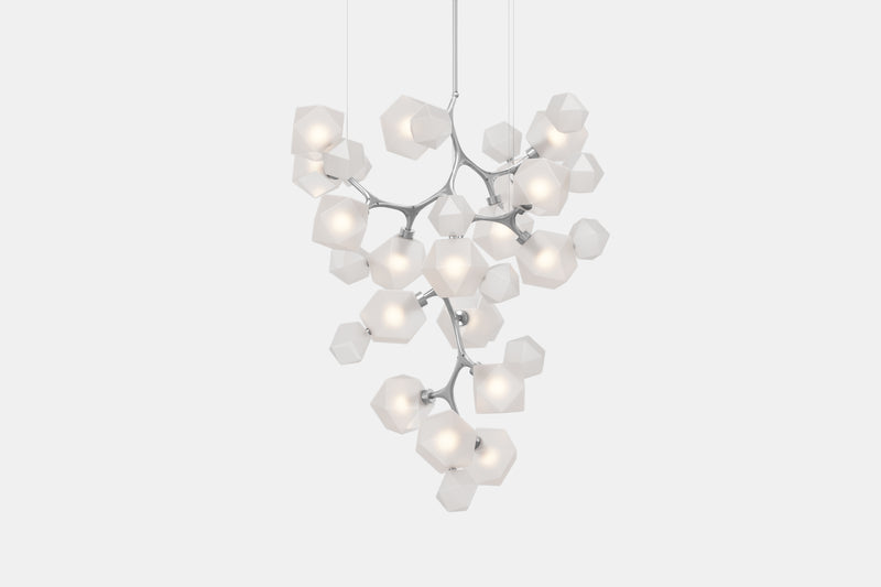 Welles Central Chandelier by David Rockwell, Smoked Bronze & Gray Glass