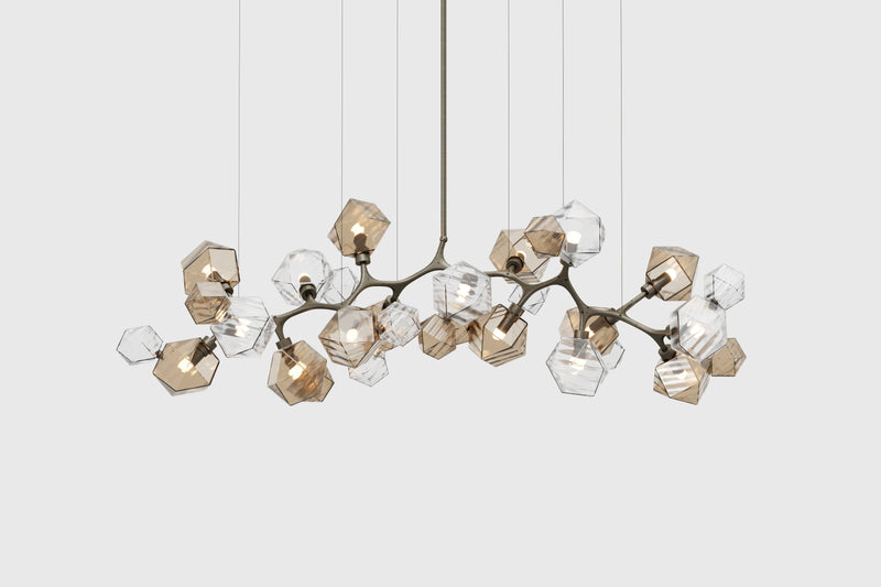 Welles Long Chandelier 17, Smoked Bronze & Clear Glass