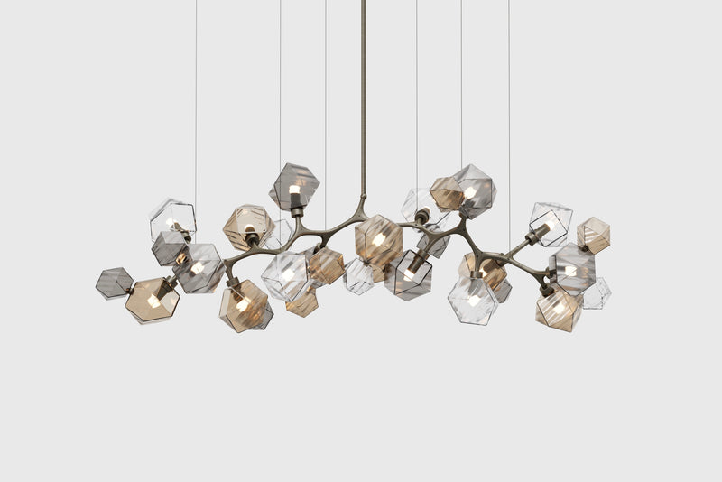 Welles Long Chandelier 17, Clear, Smoked Gray & Smoked Bronze Glass