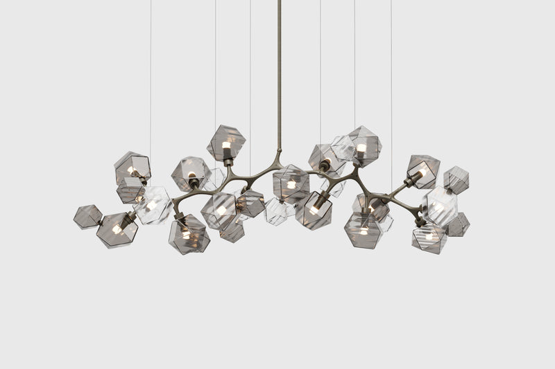 Welles Long Chandelier 17, Smoked Gray & Clear Glass