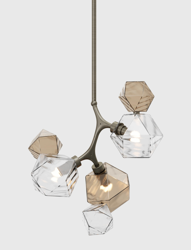 Welles Pendant by David Rockwell, Smoked Bronze & Clear Glass