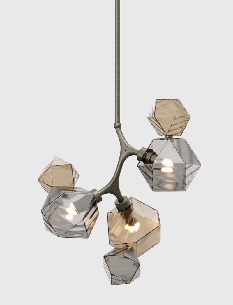 Welles Pendant by David Rockwell, Smoked Bronze & Gray Glass