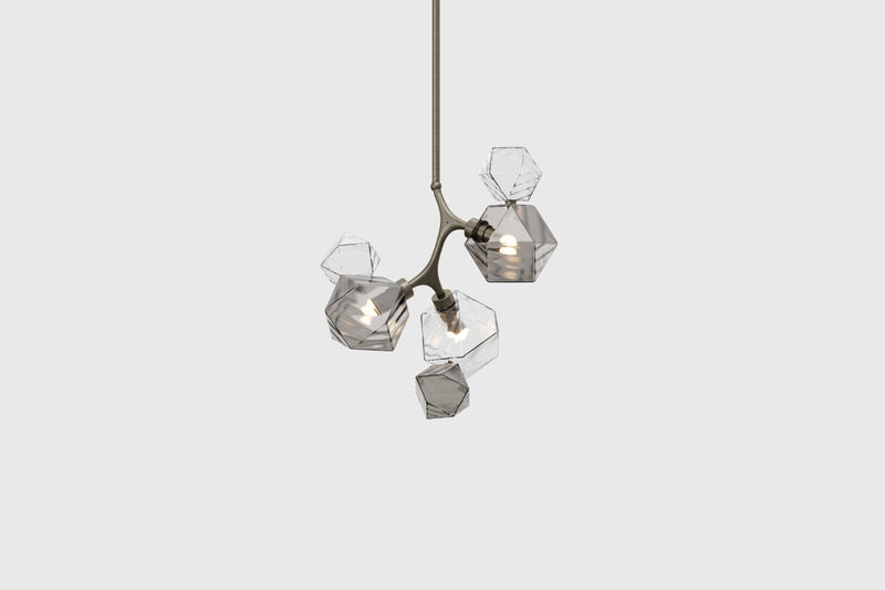 Welles Pendant by David Rockwell, Smoked Gray & Clear Glass