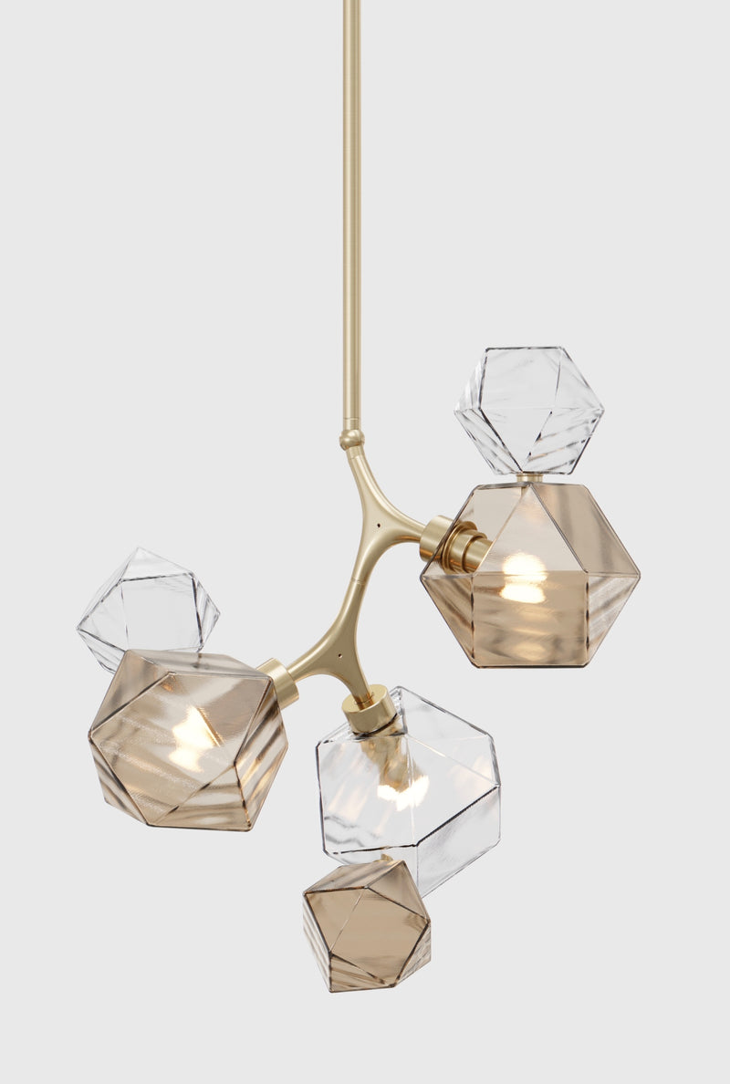 Welles Pendant by David Rockwell, Smoked Bronze & Clear Glass