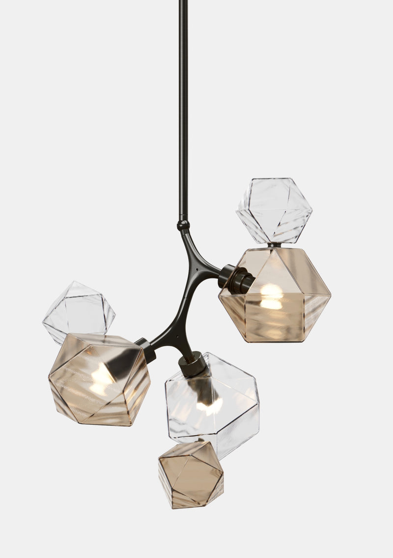 Welles Pendant by David Rockwell, Smoked Bronze & Clear Glass