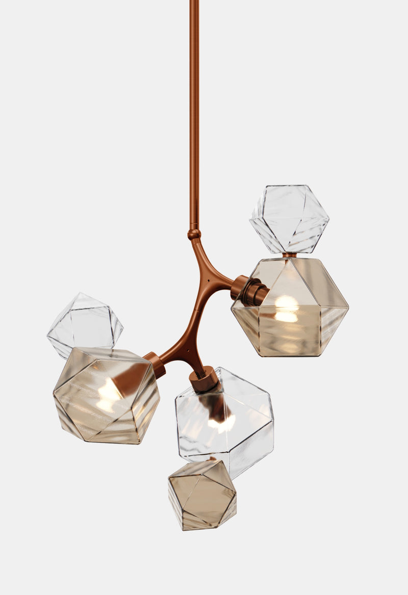 Welles Pendant by David Rockwell, Smoked Bronze & Clear Glass