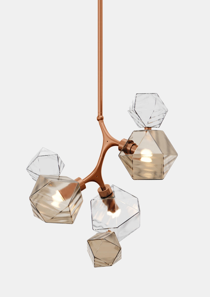 Welles Pendant by David Rockwell, Smoked Bronze & Clear Glass