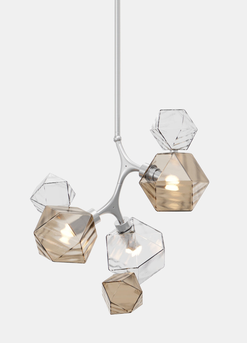 Welles Pendant by David Rockwell, Smoked Bronze & Clear Glass