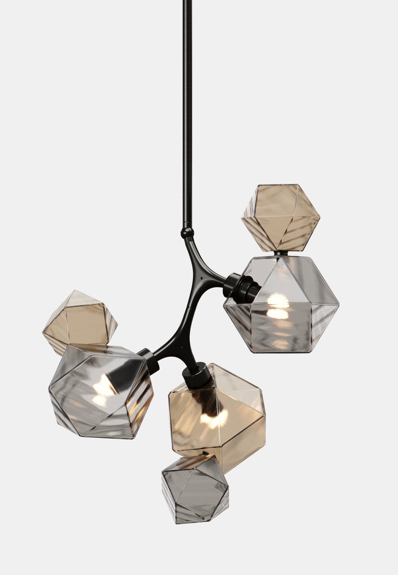 Welles Pendant by David Rockwell, Smoked Bronze & Gray Glass