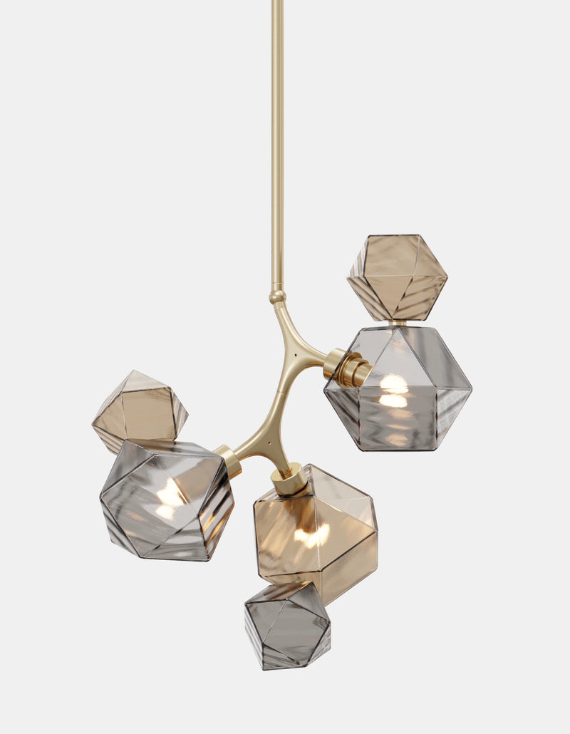 Welles Pendant by David Rockwell, Smoked Bronze & Gray Glass