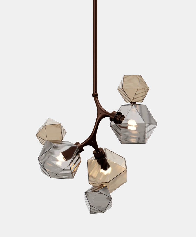 Welles Pendant by David Rockwell, Smoked Bronze & Gray Glass