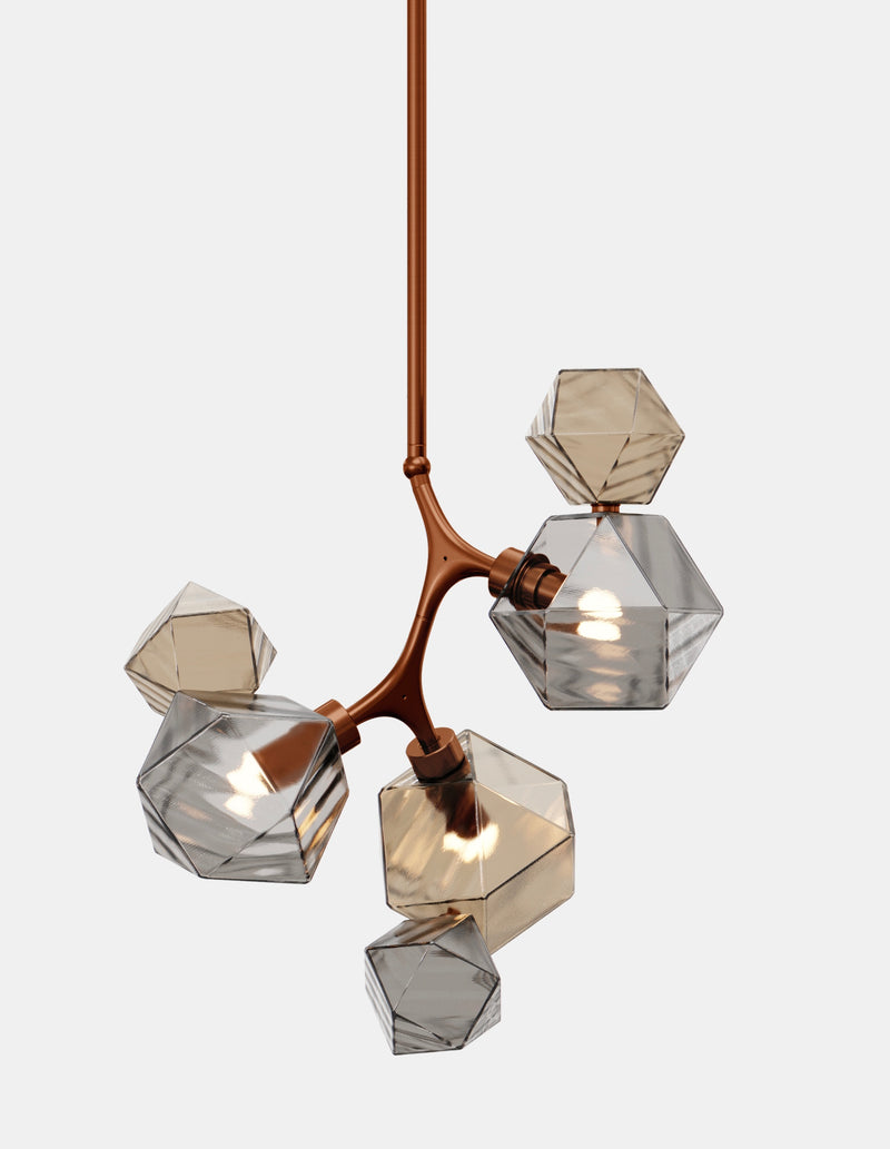 Welles Pendant by David Rockwell, Smoked Bronze & Gray Glass