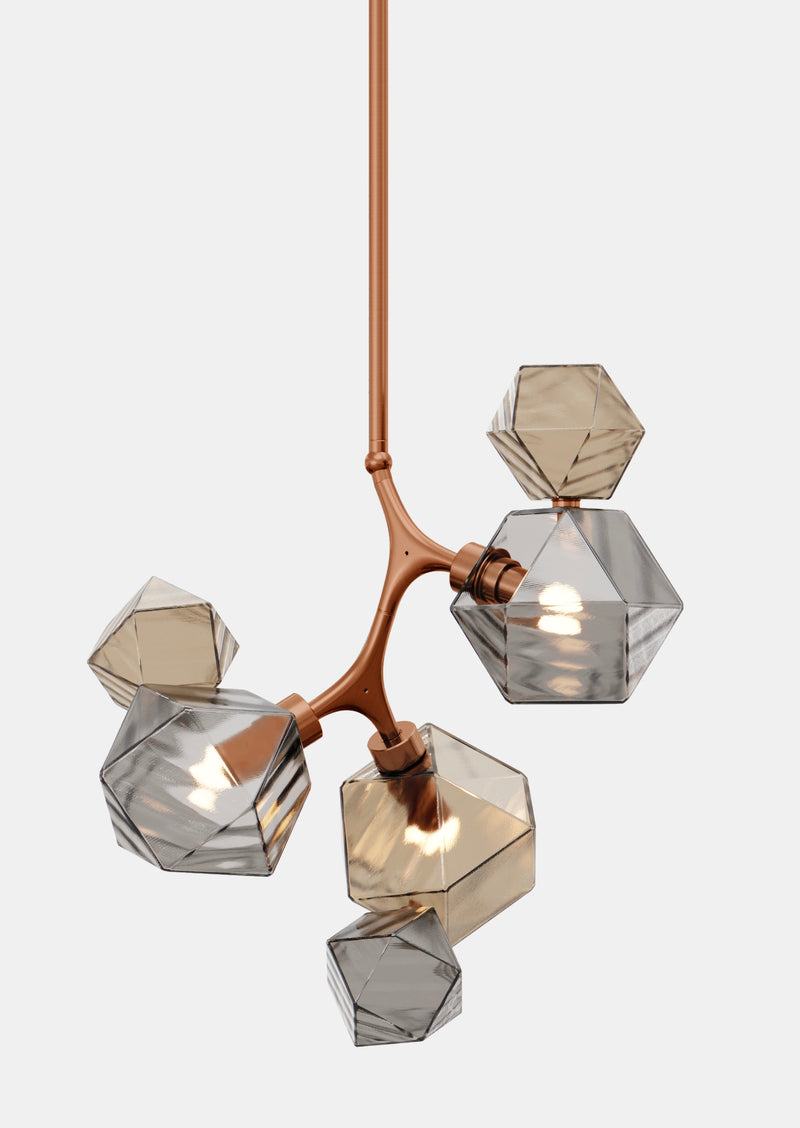 Welles Pendant by David Rockwell, Smoked Bronze & Gray Glass