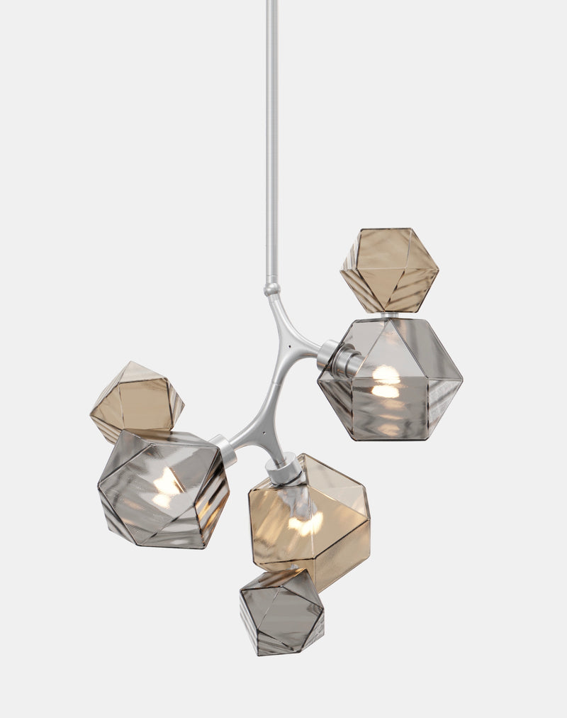 Welles Pendant by David Rockwell, Smoked Bronze & Gray Glass