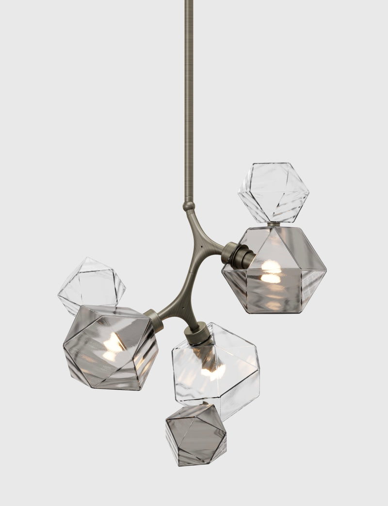 Welles Pendant by David Rockwell, Smoked Gray & Clear Glass