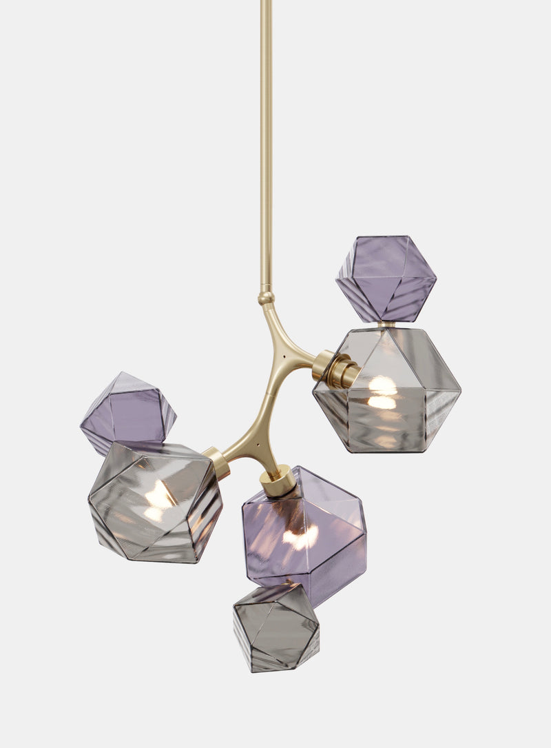 Welles Pendant by David Rockwell, Smoked Purple & Gray Glass