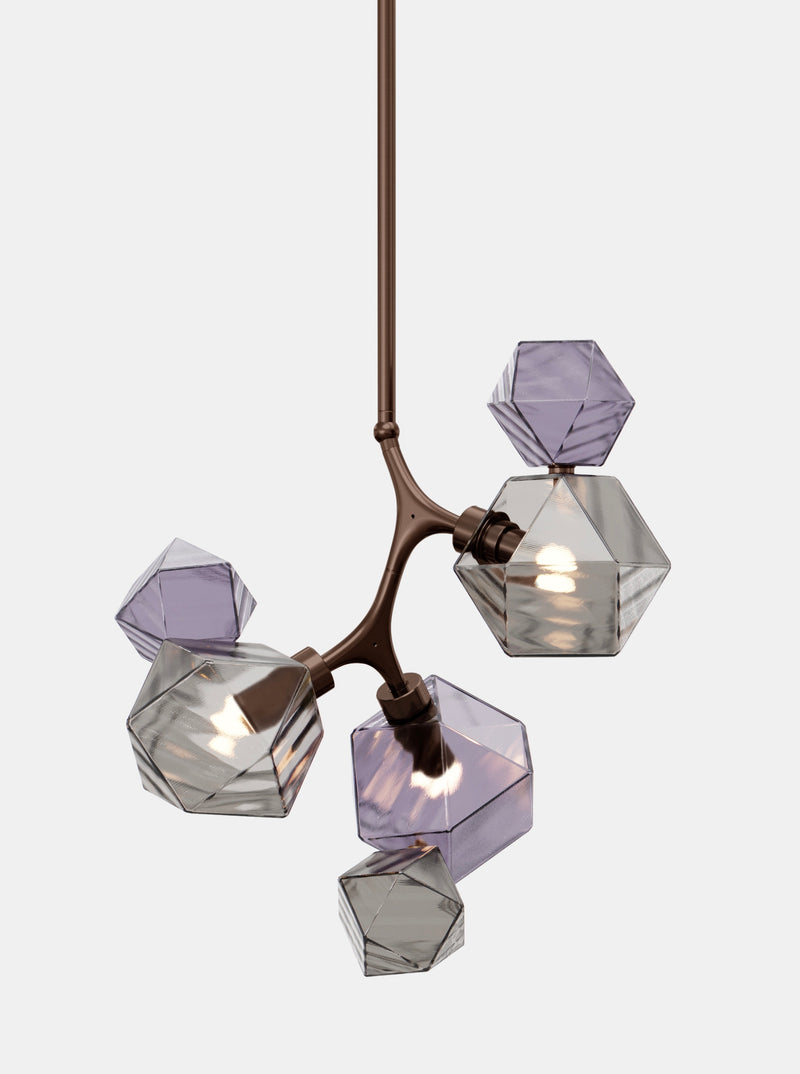 Welles Pendant by David Rockwell, Smoked Purple & Gray Glass