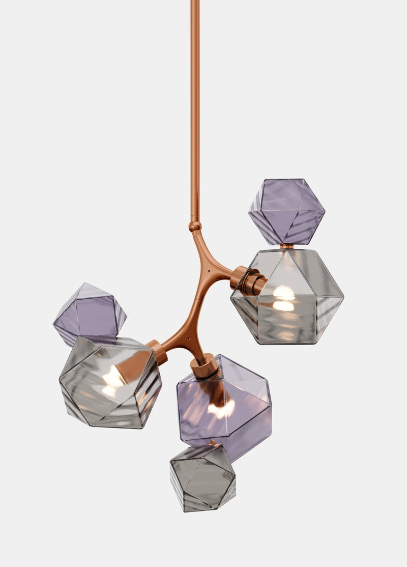 Welles Pendant by David Rockwell, Smoked Purple & Gray Glass