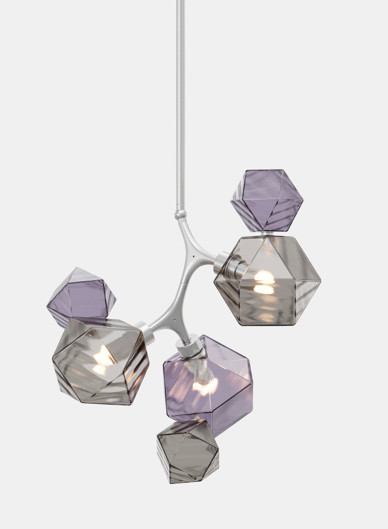 Welles Pendant by David Rockwell, Smoked Purple & Gray Glass