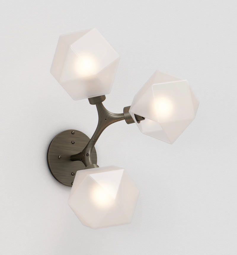 Welles Triple Sconce by David Rockwell, Alabaster White Glass